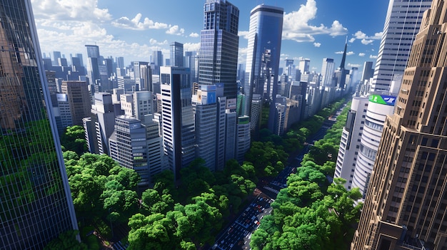 Free photo illustration of anime city