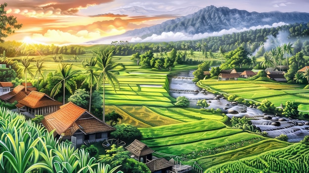 Free photo indonesia landscape in digital art