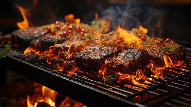 Foto gratuita fiamme intense si alzano da una griglia di carbone pronta per un barbecue