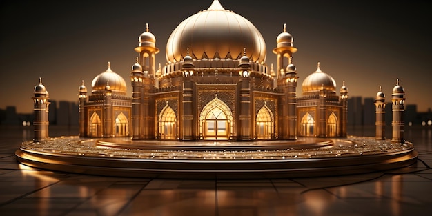 Free photo interior scenes of a golden masjid background