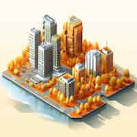 Free photo isometric view on 3d rendering of city