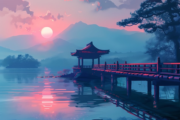 Free photo japan background digital art