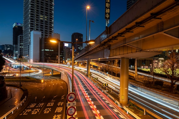 Japan night time urban landscape