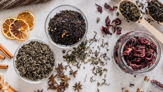 Jars with natural herbs