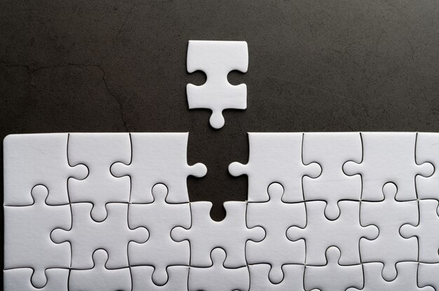 Jigsaw puzzle with missing piece. Missing puzzle pieces