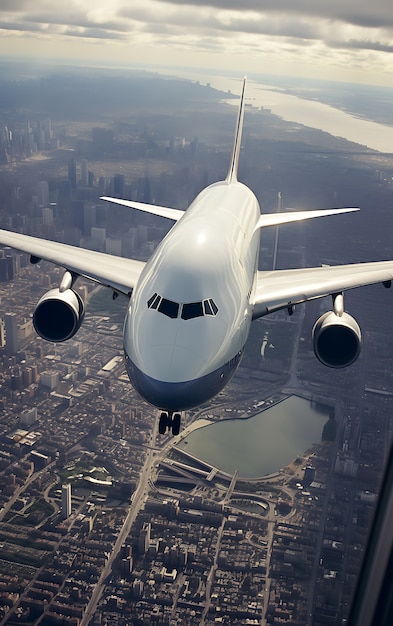 Foto gratuita jumbo jet che vola nel cielo