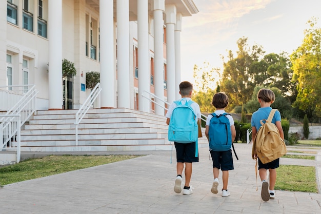 Free photo kids getting back to school together