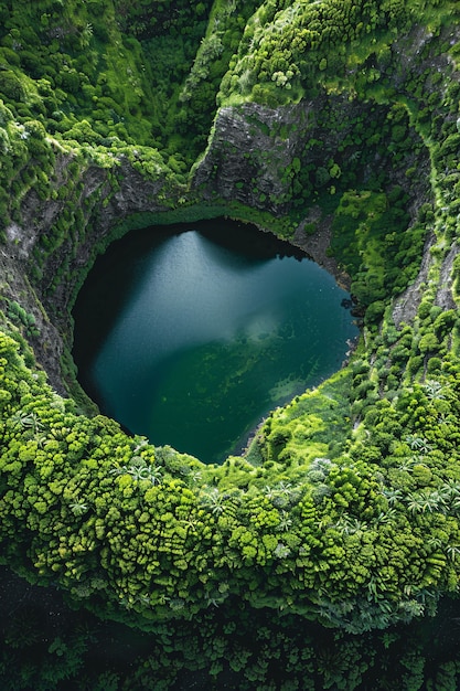 Free photo lake  in volcanic crater