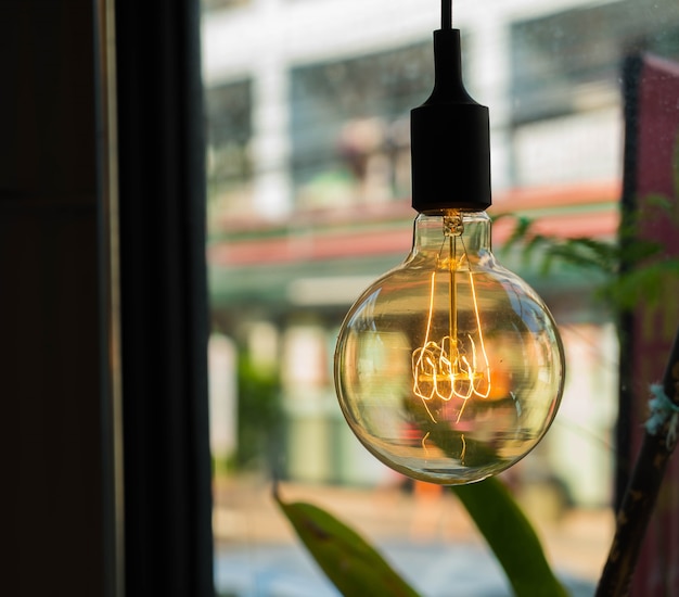 Free photo lamps in a modern cafe