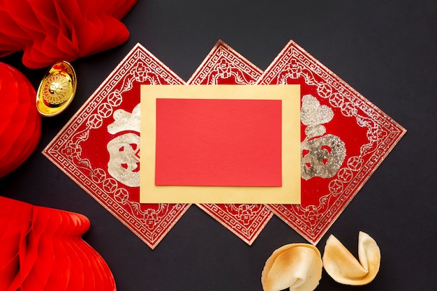 Free photo lanterns and chinese new year card mock-up