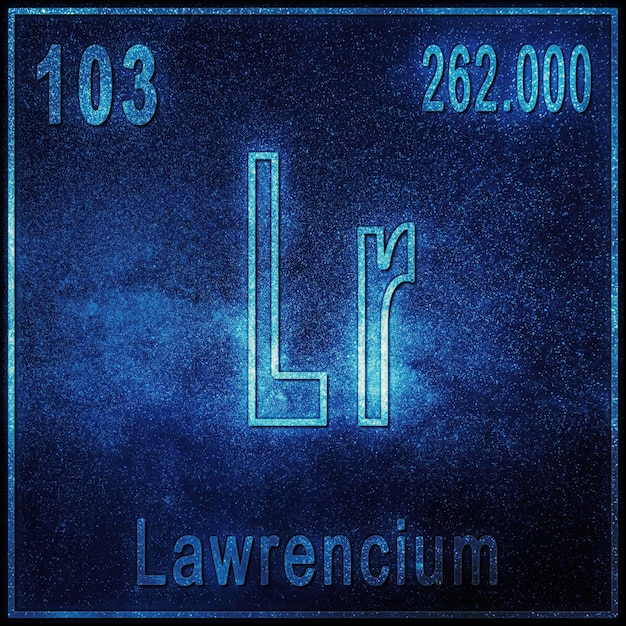 Free Photo lawrencium chemical element, sign with atomic number and atomic weight, periodic table element