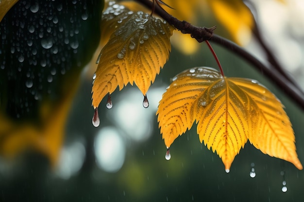 Free Photo a leaf with water drops on it