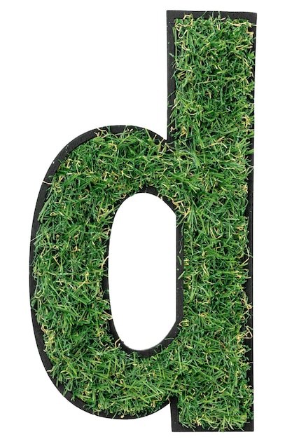 Letter d made of green grass isolated on white