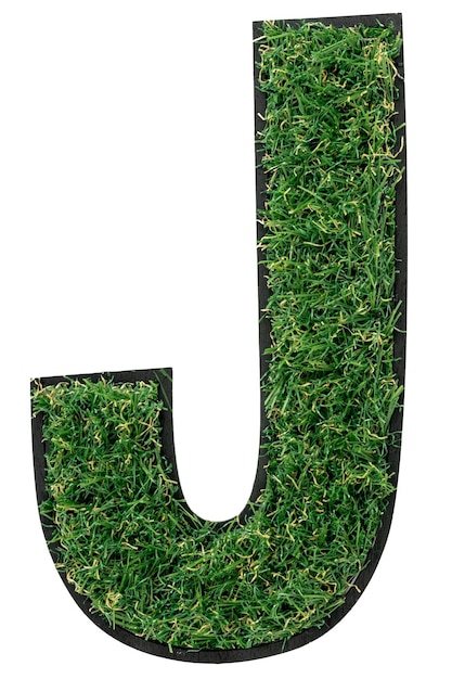 Free photo letter j made of green grass isolated on white
