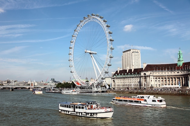 Free Photo london eye with river thames