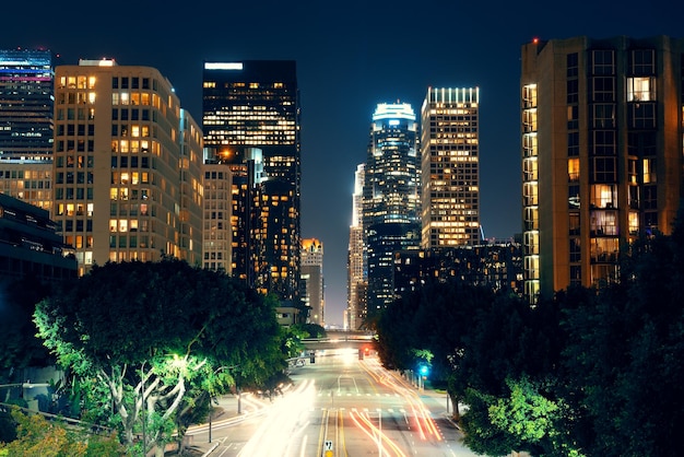 Free photo los angeles downtown street view at night