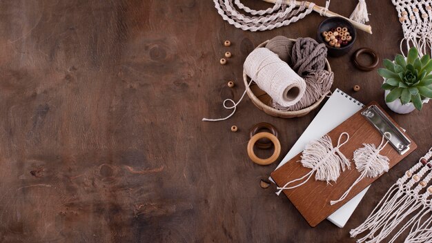 Macrame arrangement with copy space