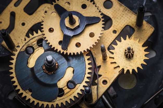 Free Photo the macro view of clock mechanism