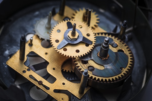 Free Photo the macro view of clock mechanism