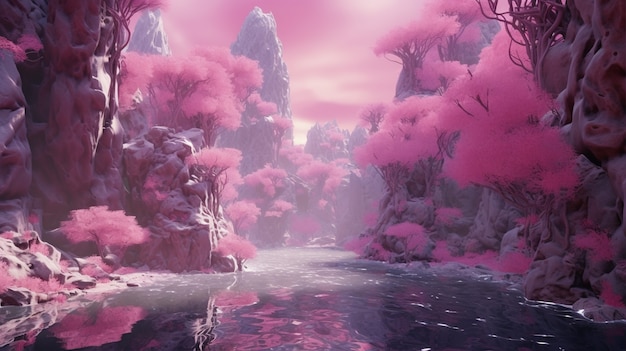 Free photo magenta landscape with fantasy nature