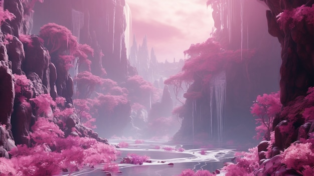 Free photo magenta landscape with fantasy nature