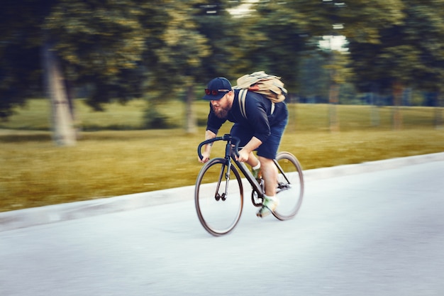 Man exercising with bicycle