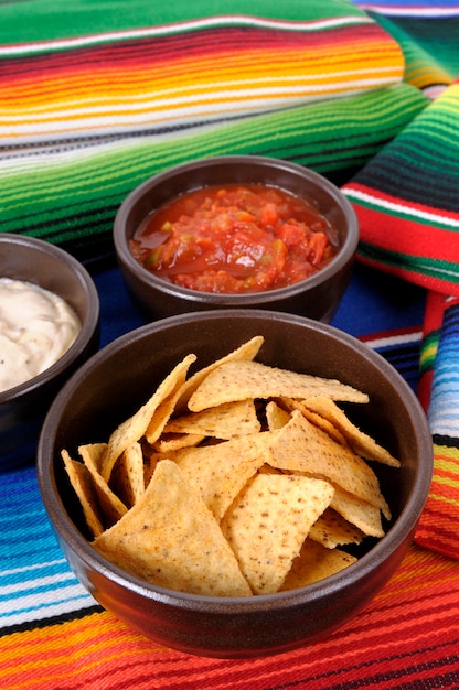 Free Photo mexican nachos and salsa