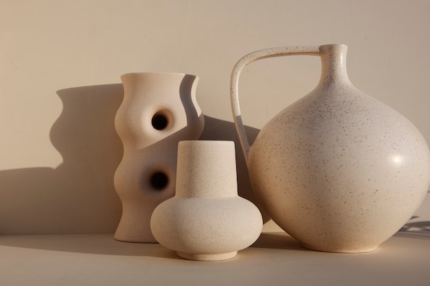 Minimal different shaped vases arrangement