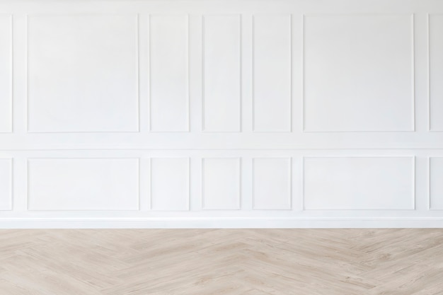 Free Photo minimal empty room mockup with white patterned wall