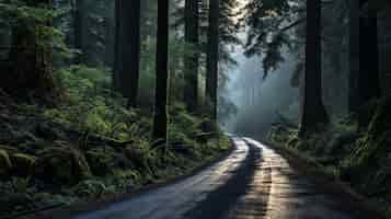 Free photo minimalist photorealistic forest road