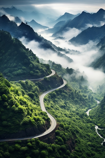 Free Photo minimalist photorealistic nature road