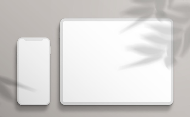 무료 사진 미니멀리스트 태블릿 및 스마트 폰 구성