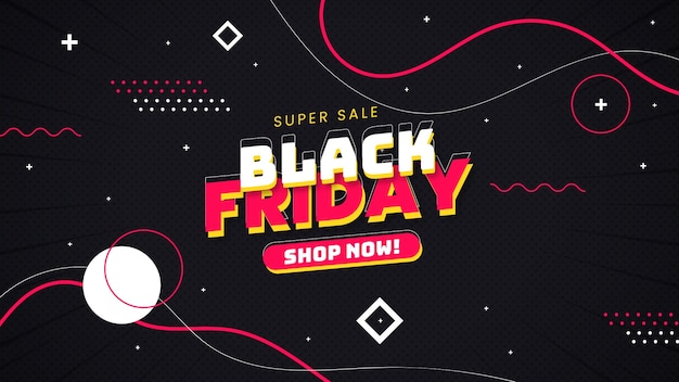 Foto gratuita vendita moderna del black friday con sfondo di memphis