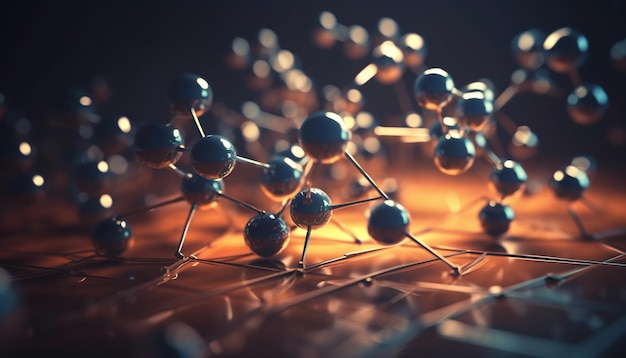 Free photo molecules connect in scientific discovery symbolizing progress generated by ai