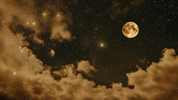 Free photo the moon seen during a phase with sepia style effect