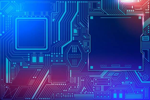 Free photo motherboard circuit technology background in gradient blue