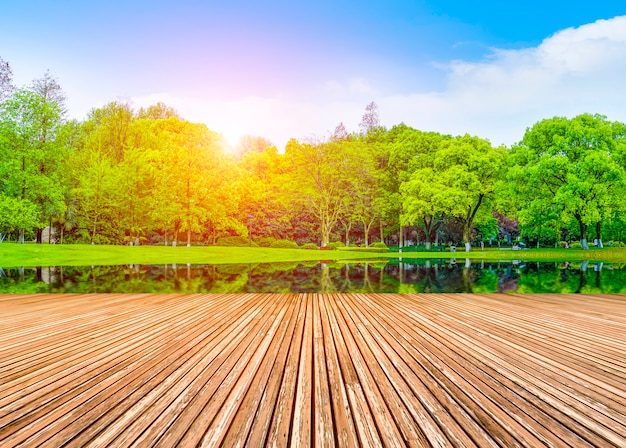 Free photo mountains decoration forest reflection form blue sky and white clouds