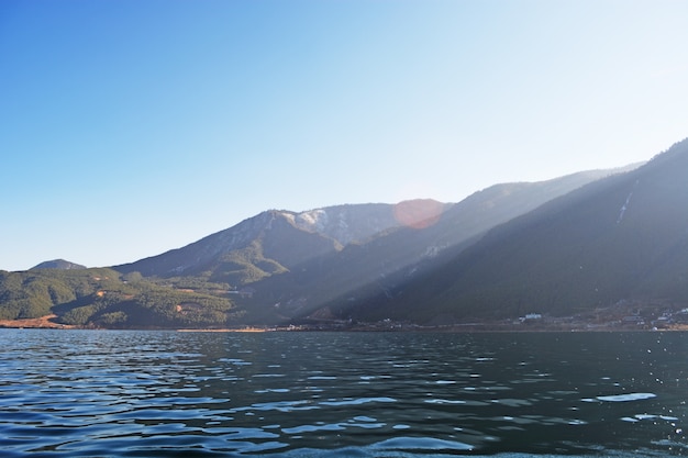 Free photo mountains with a lake at your feet