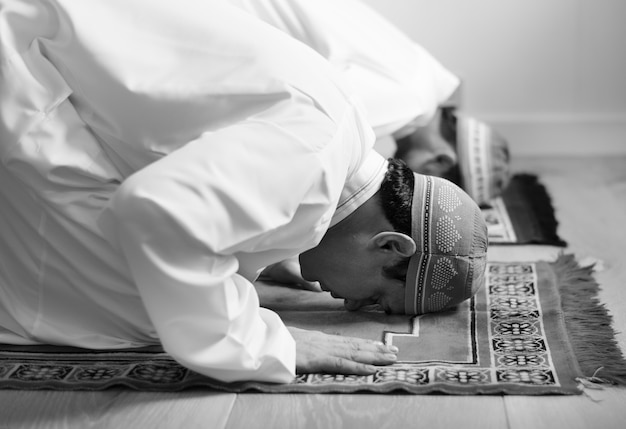 Free photo muslim praying in sujud posture