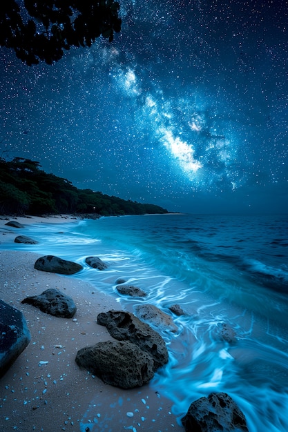 Free photo nature landscape with starry clear sky