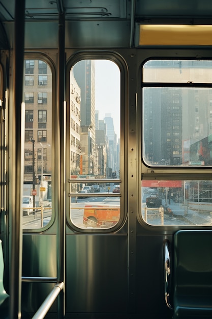 Free photo new york city viewed from train window