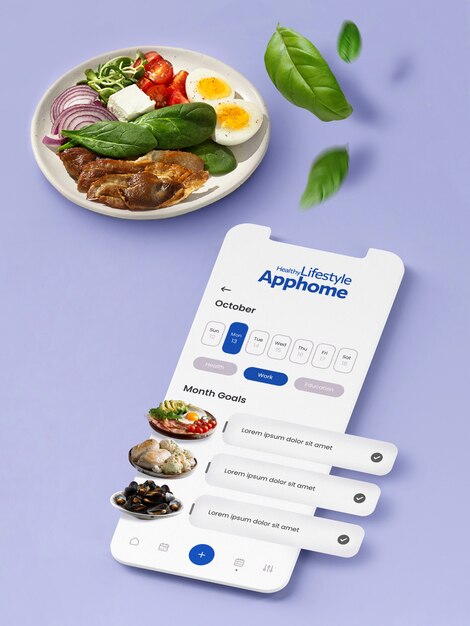 Nutritional counter app composition high angle