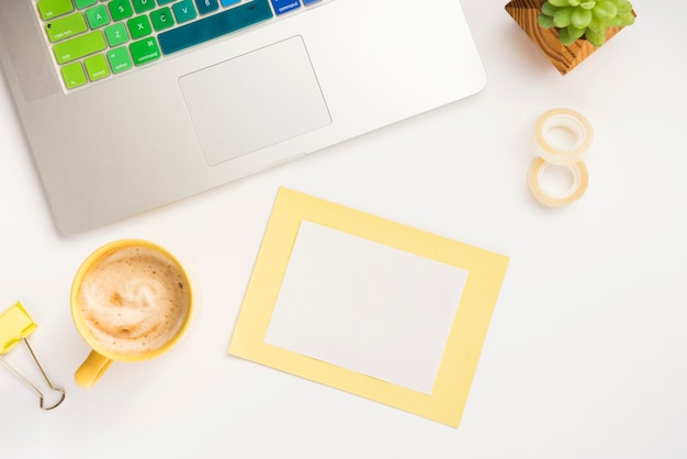 Free Photo office desk with note mock-up