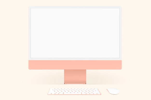 Free photo orange pastel computer desktop screen digital device with design space