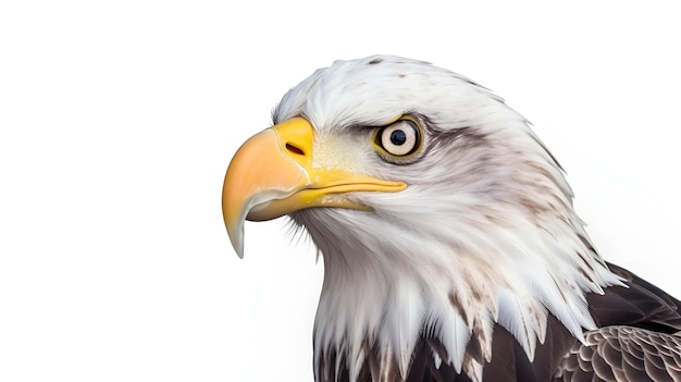 panoramic view of a eagle head aside on white background