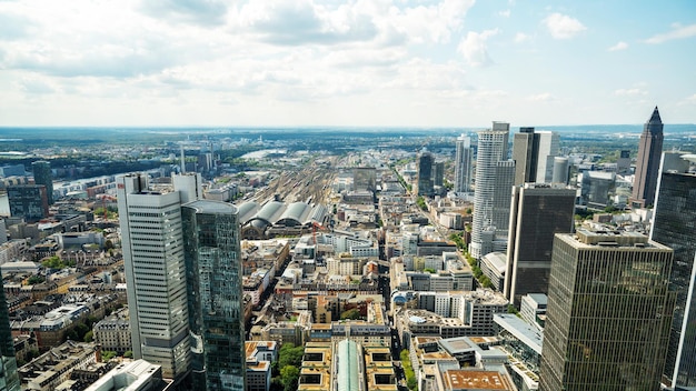 Free photo panoramic view of frankfurt from a skyscraper germany