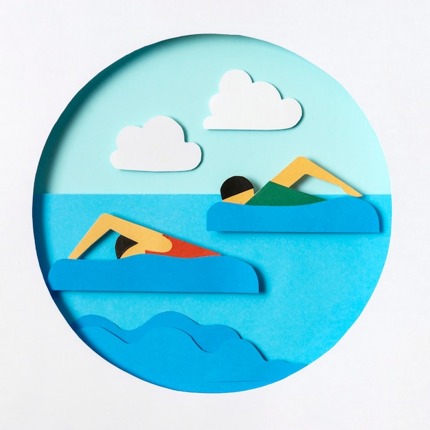 Free photo paper style swimming competition