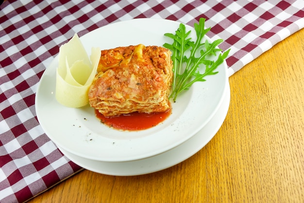 Pasta dish on a restaurant table