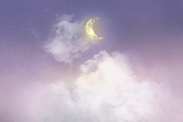 Free photo pastel background with white crescent moon