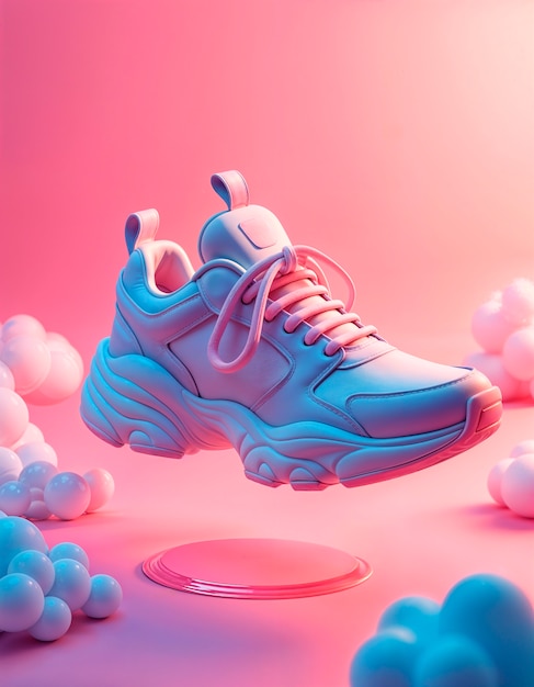 Free photo pastel colors 3d sneakers